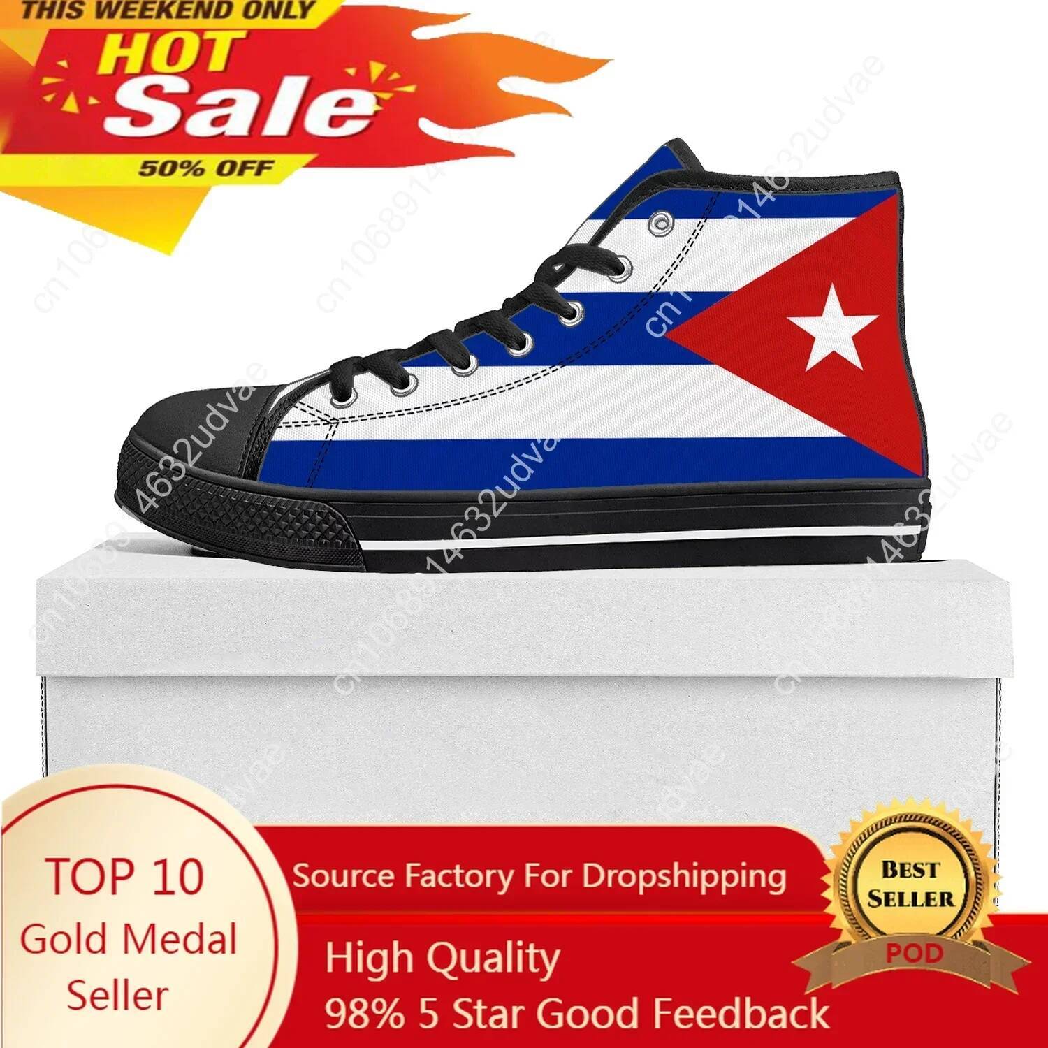 Cuban Flag High Top High Quality Sneakers Mens Womens Canvas Sneaker Cuba Casual Couple Shoes Custom Shoe