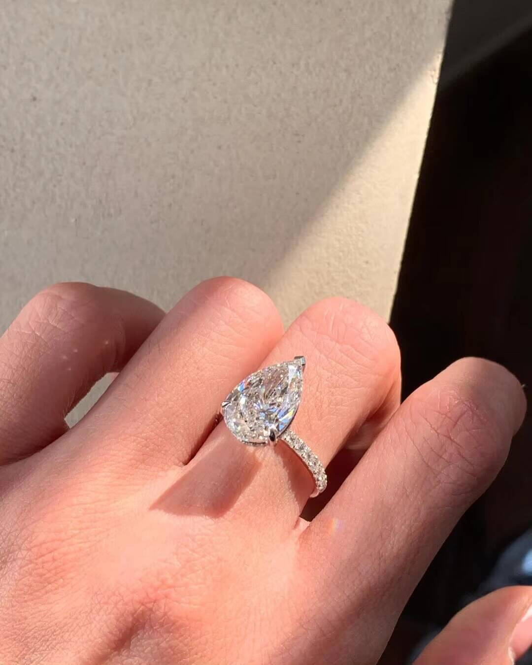 925 Silver With Pear Cut Original Moissanite Diamond Halo Ring for Wedding Engagement or Party Gift Charm Jewelry For Lovers - view 6