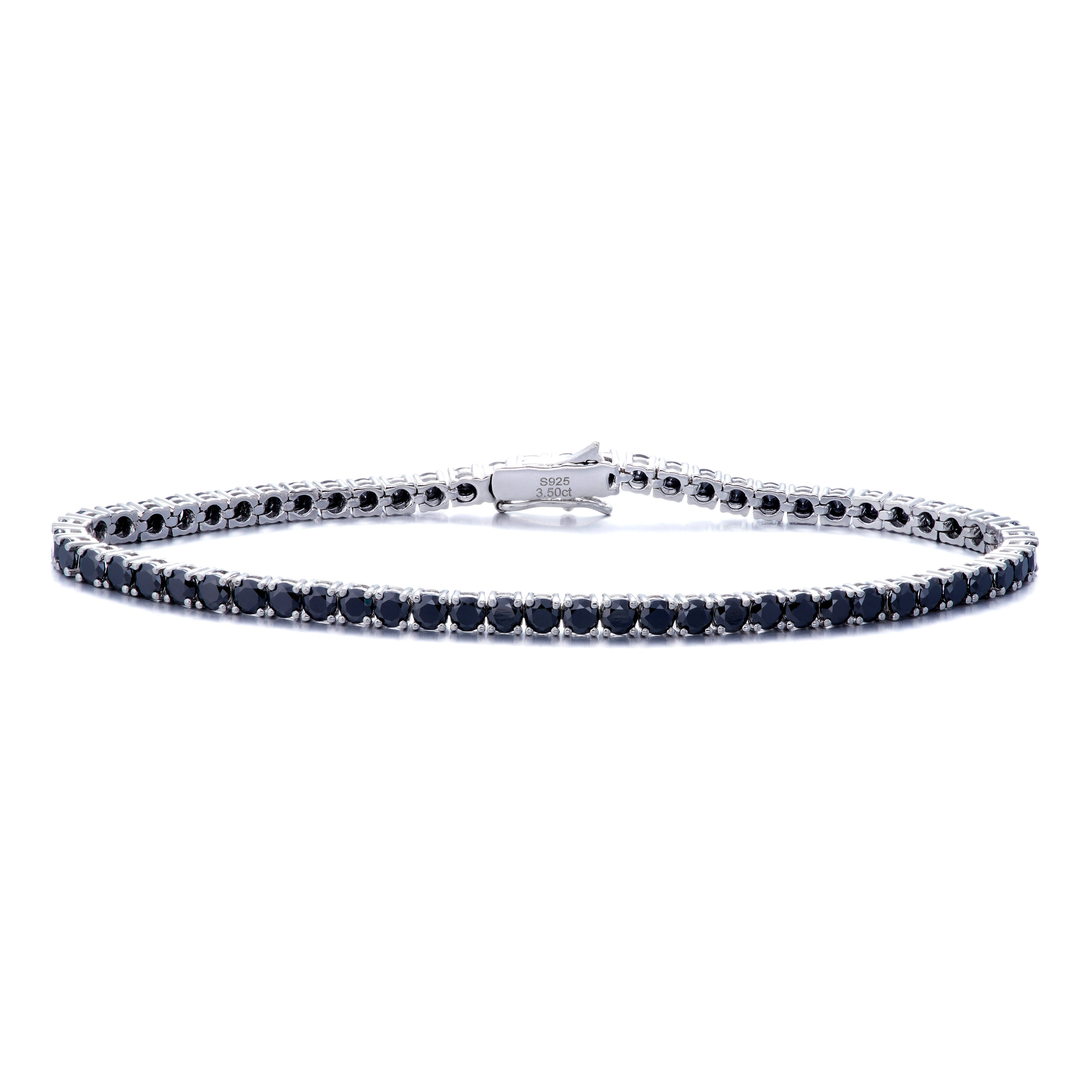 SY Factory Wholesale Childrens 25MM Black Moissanite Hiphop Tennis Bracelet S925 Sterling Silver Customization Rhodium Plated