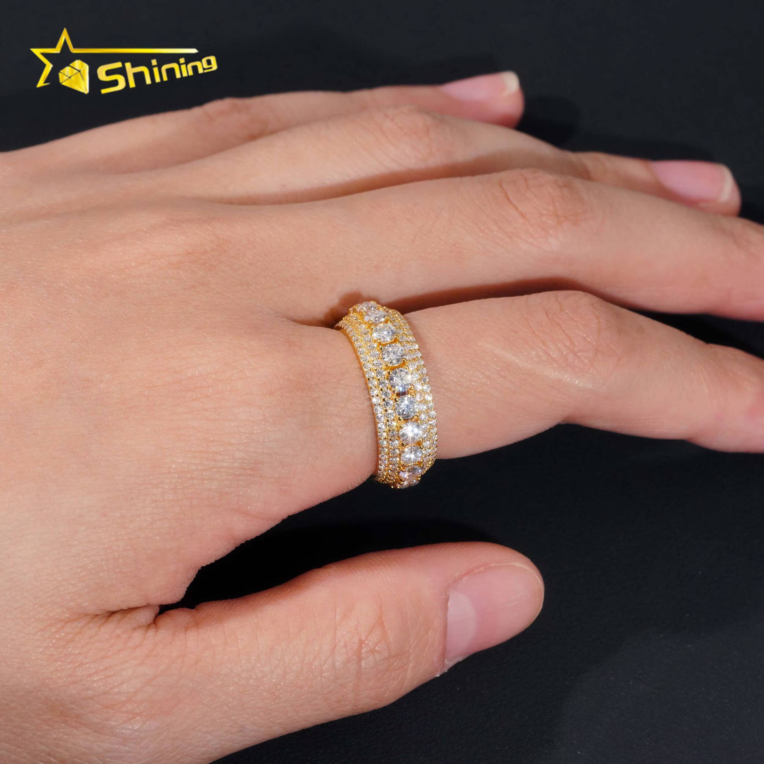 925 Sterling Silver Moissanite Jewelry Iced Out Hip Hop Men Full Diamond Ring Custom Fashion Moissanite Ring