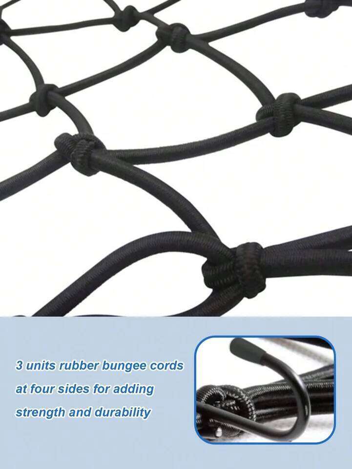 30x30cm Elastic Cargo w/Hooks, Durable Stretch Mesh, Fits Motorcycle/Bike/Electric Scooter Rear Seat/Tank, Fuel Tank Net
