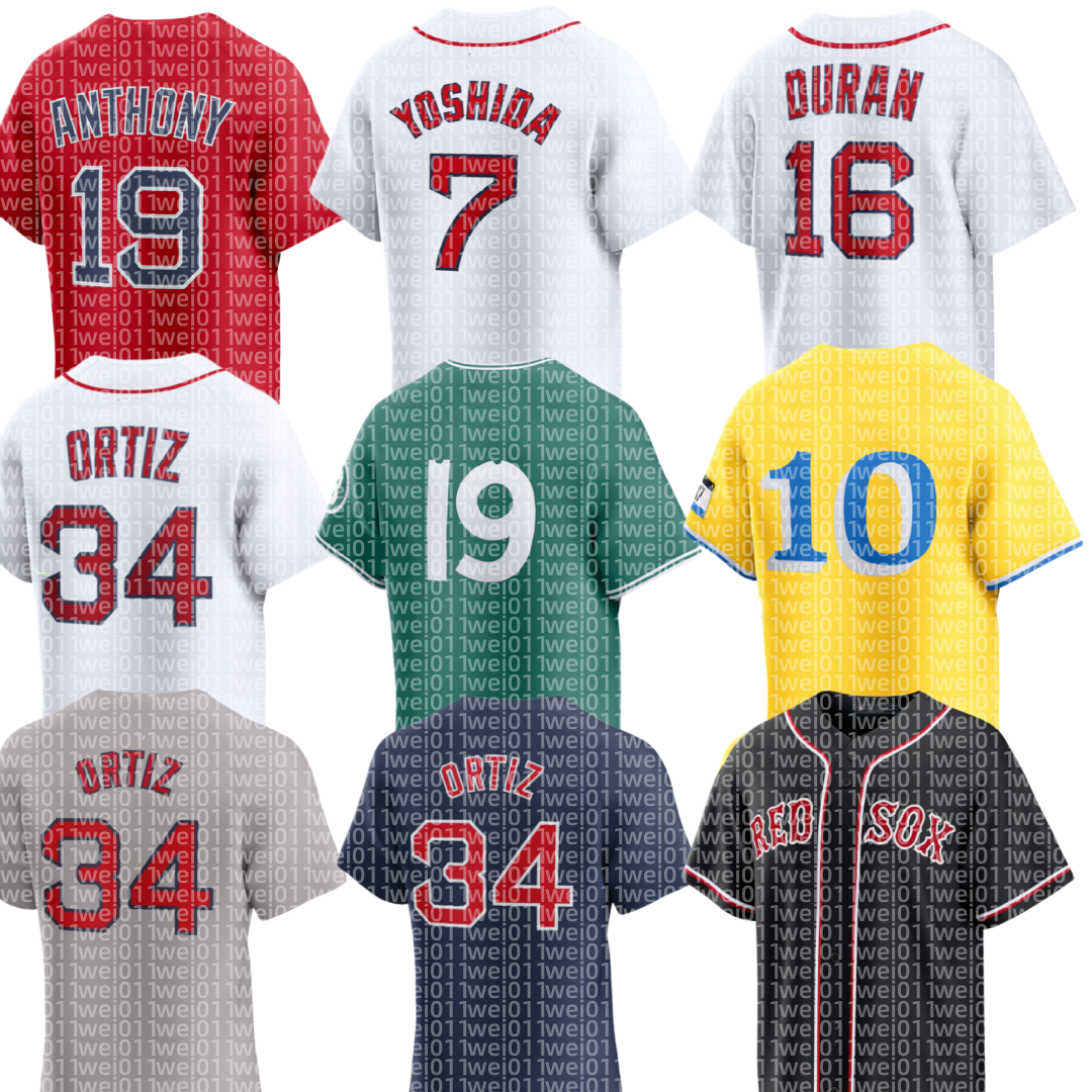 Red Sox Baseball Jersey David Ortiz Roman Anthony Jarren Duran Trevor Story Wilyer Abreu Ceddanne Rafaela Garrett Crochet Triston Casas Connor Wong Marcelo Mayer