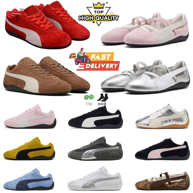 Designer Ballet slippers womens casual Speedcats Ballet shoes mens summer Driving shoes Suede sneaker ladies dancing shoes Silver Black Germany Bella leather shoe