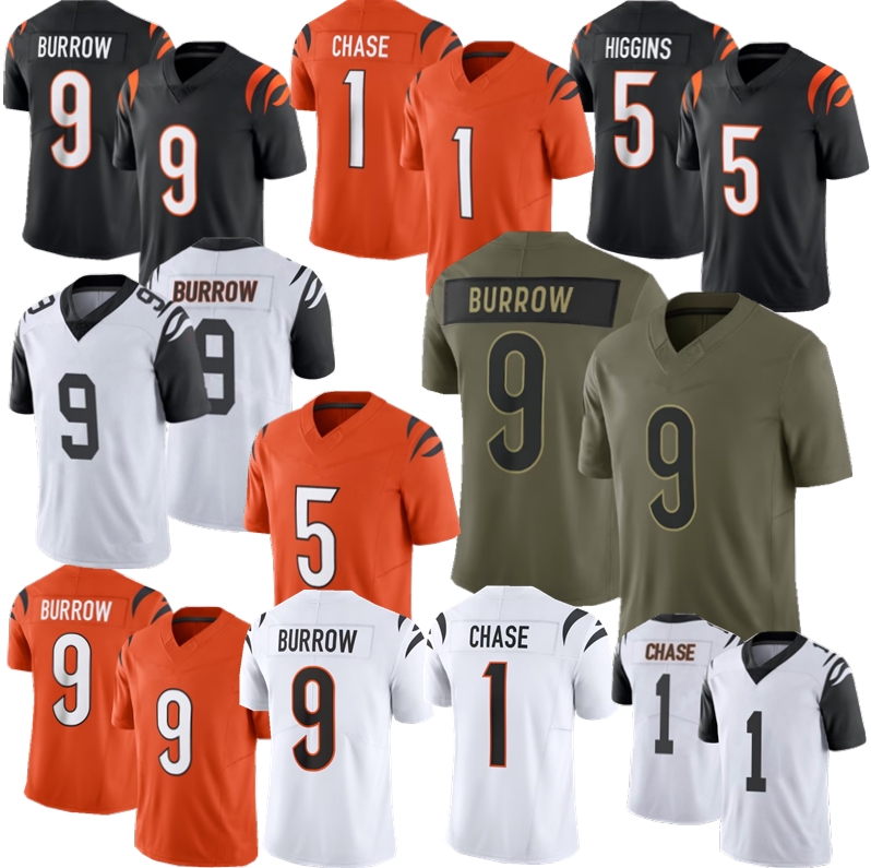 2026 New Joe Burrow 1 JaMarr Chase Football Jersey Stewart McPherson Higgins Hubbard Jerseys