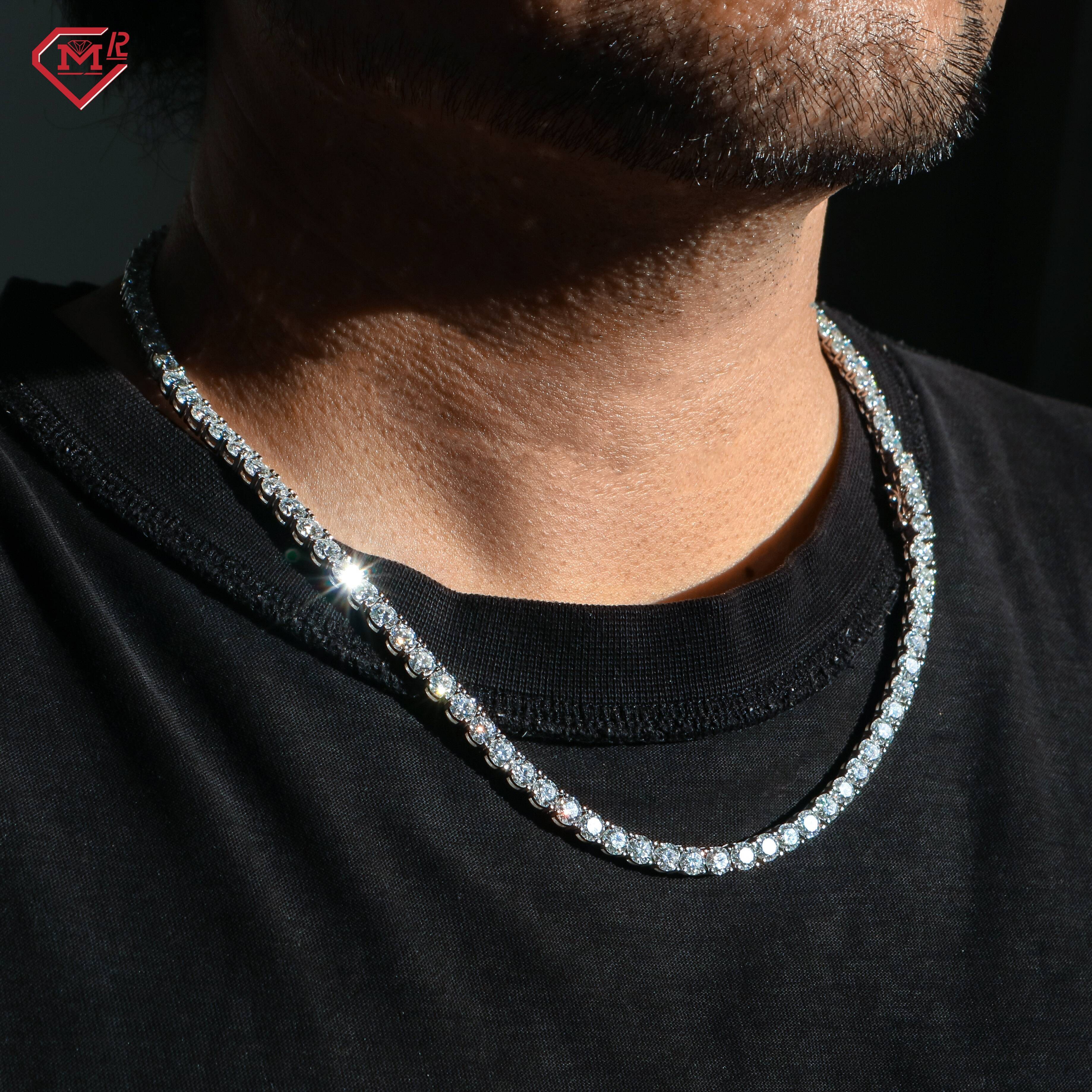 Hot Sale Tennis Chain 925 Sterling Silver Hip Hop 6mm Mens Diamond Chain Moissanite Tennis Chain
