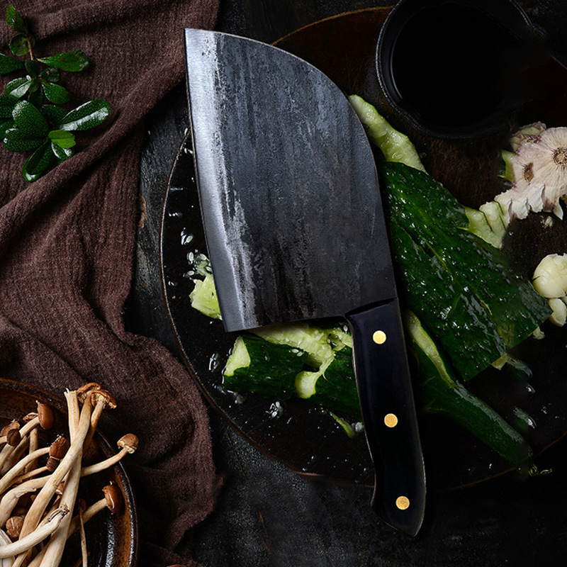 Handmade Forged Chinese Cleaver Chef Knife Clad Steel Vegetables Meat Slicing Knife Professional Kitchen Cooking Tools 250703