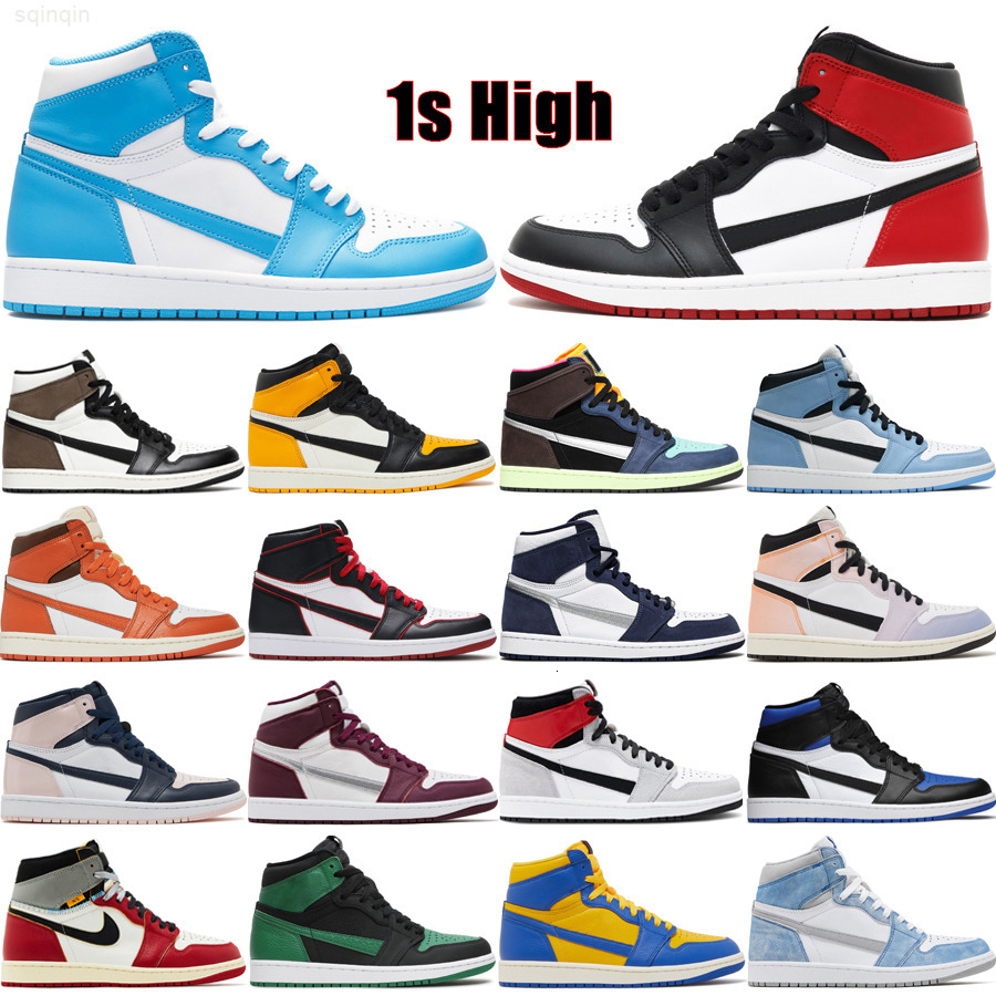Top 1 1s High Men Women Basketball Shoes Leather Jump Mans Designer Trainers Hyper Royal Black Toe Denim Dark Mocha Bloodline Outdoor Sneakers Size 36