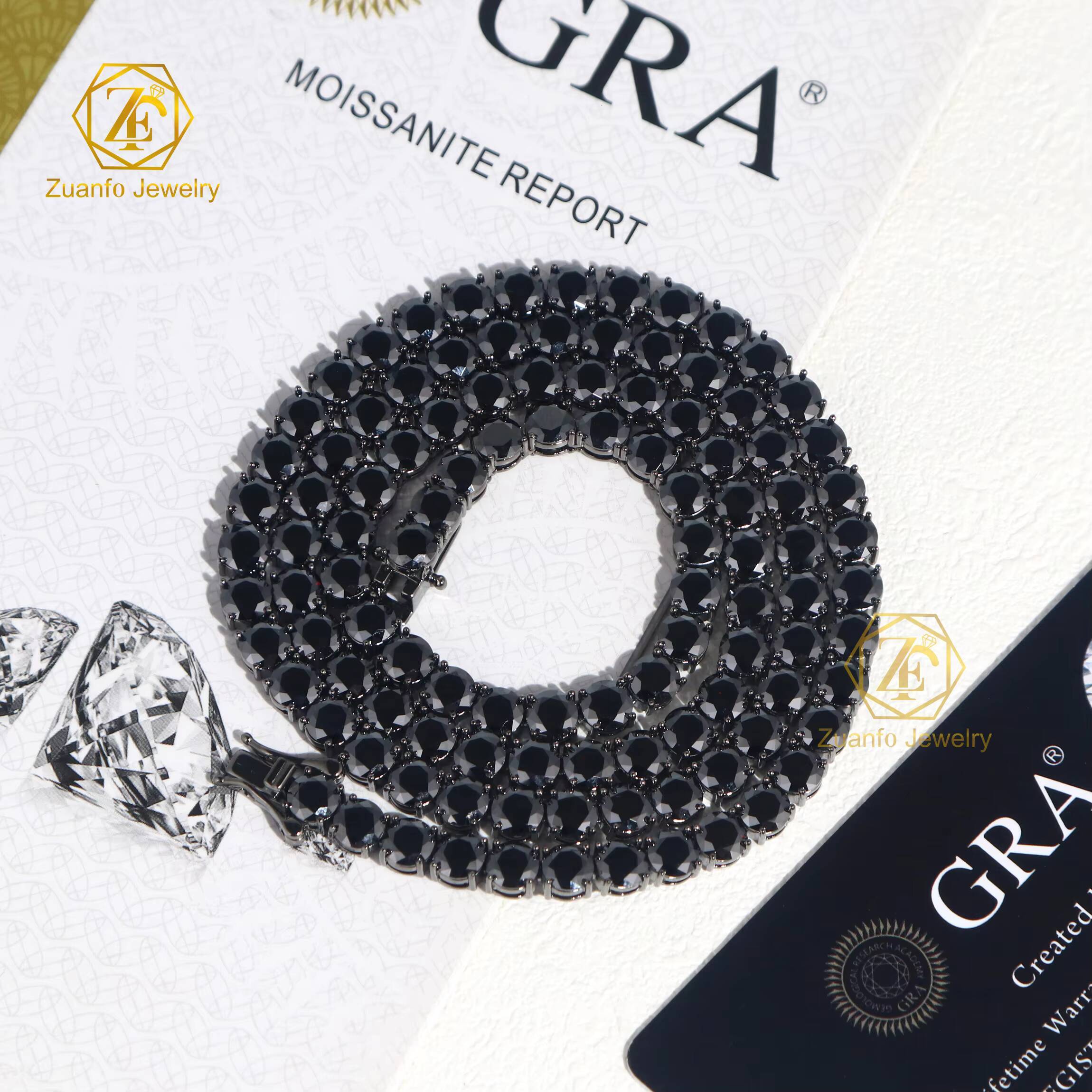 Custom Fine Jewelry 2mm 3mm 4mm 5mm 65mm VVS Moissanite Tennis Chain Bracelets 925 Silver Black Moissanite Tennis Necklace