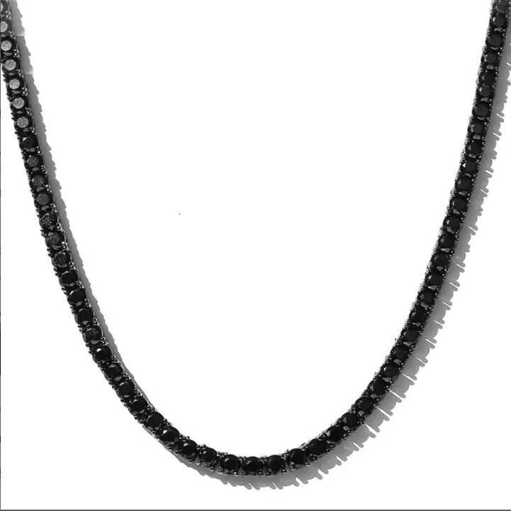 20MM-65MM Black Moissanite Tennis Chain Necklace 925 Silver 18K Gold Plated Iced Out Hip Hop Custom Jewelry Necklace