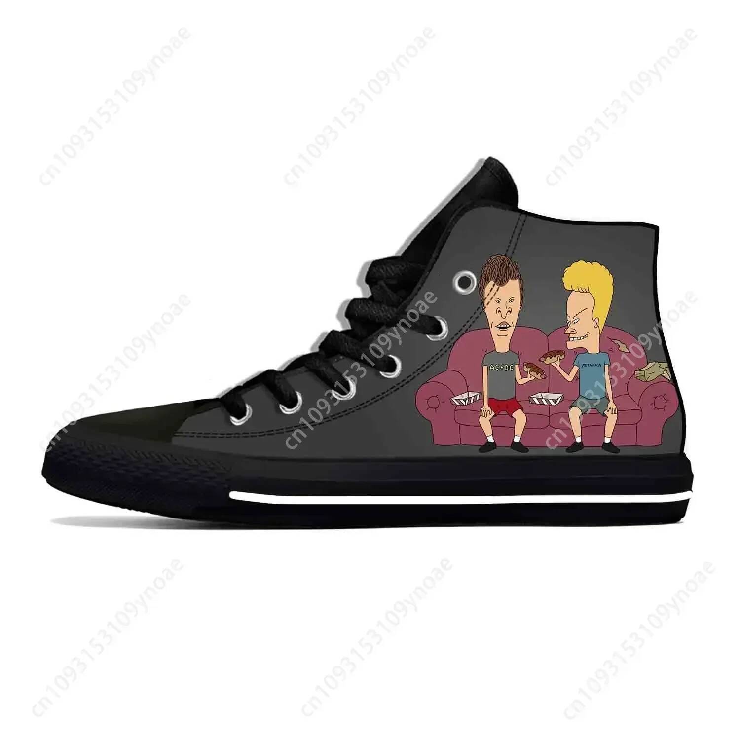 Butthead Rock Anime Cartoon Manga Comic Beavis Casual Cloth Shoes High Top Lightweight Breathable 3D Print Men Women Sneakers