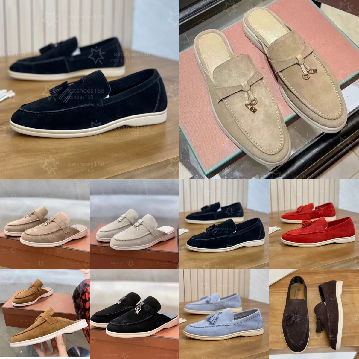 loafers designer womens famous slides lps mens dress slippers luxury bottom casual beach Business flat Suede formal high quality walking shoes