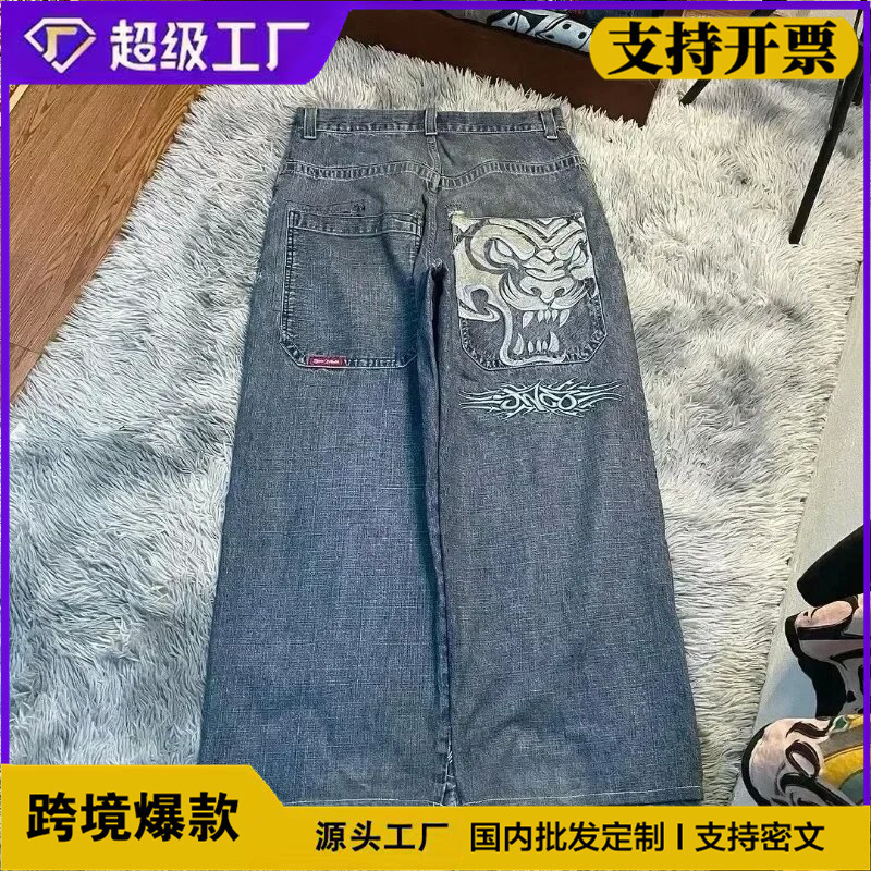 Gothic Baggy Jeans Y2K Style High Quality Retro Leisure Hip Hop Harajuku Street Clothing Mens Womens High Waist Trouser 241118