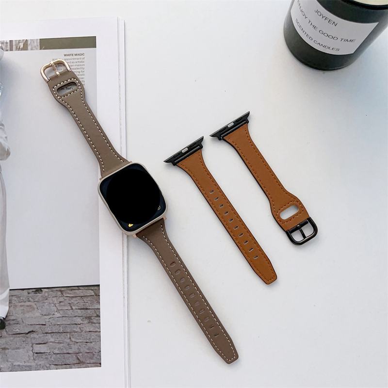 Women's Thin Microfiber Leather Strap compatible for Apple Watch - Artisan Crafted Slimming Wristband 38/40/41/42/44/45/46/49mm