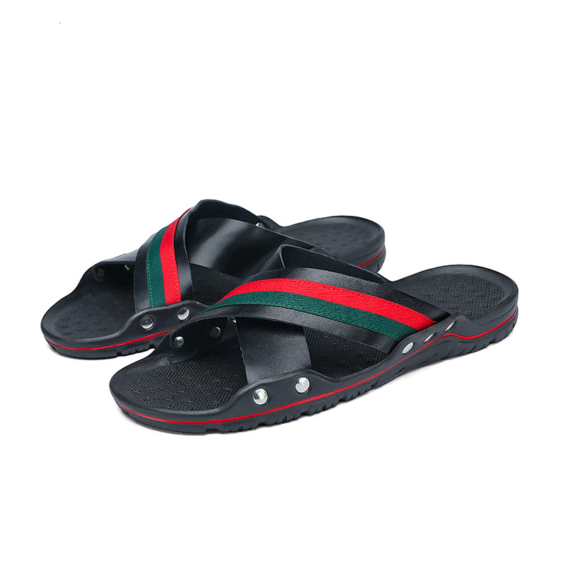Men's Summer Leather Non-Slip Slip-On Sandals, Soft-Soled Beach Shoes, Fashionable And Trendy Outdoor Personalized Sandals