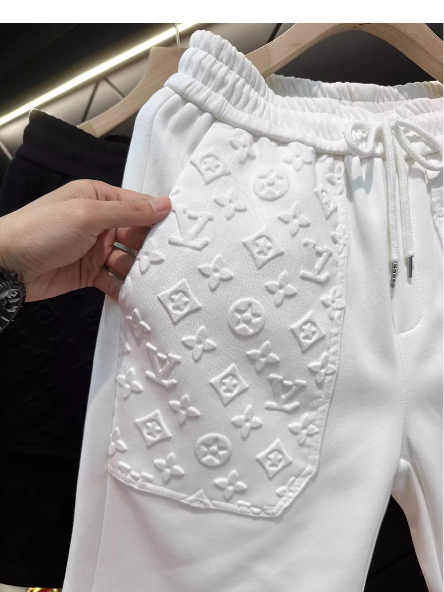 High-end trendy brand fashionable lettered jacquard five-pocket pants for men - summer new style casual sports shorts, straight-leg pants