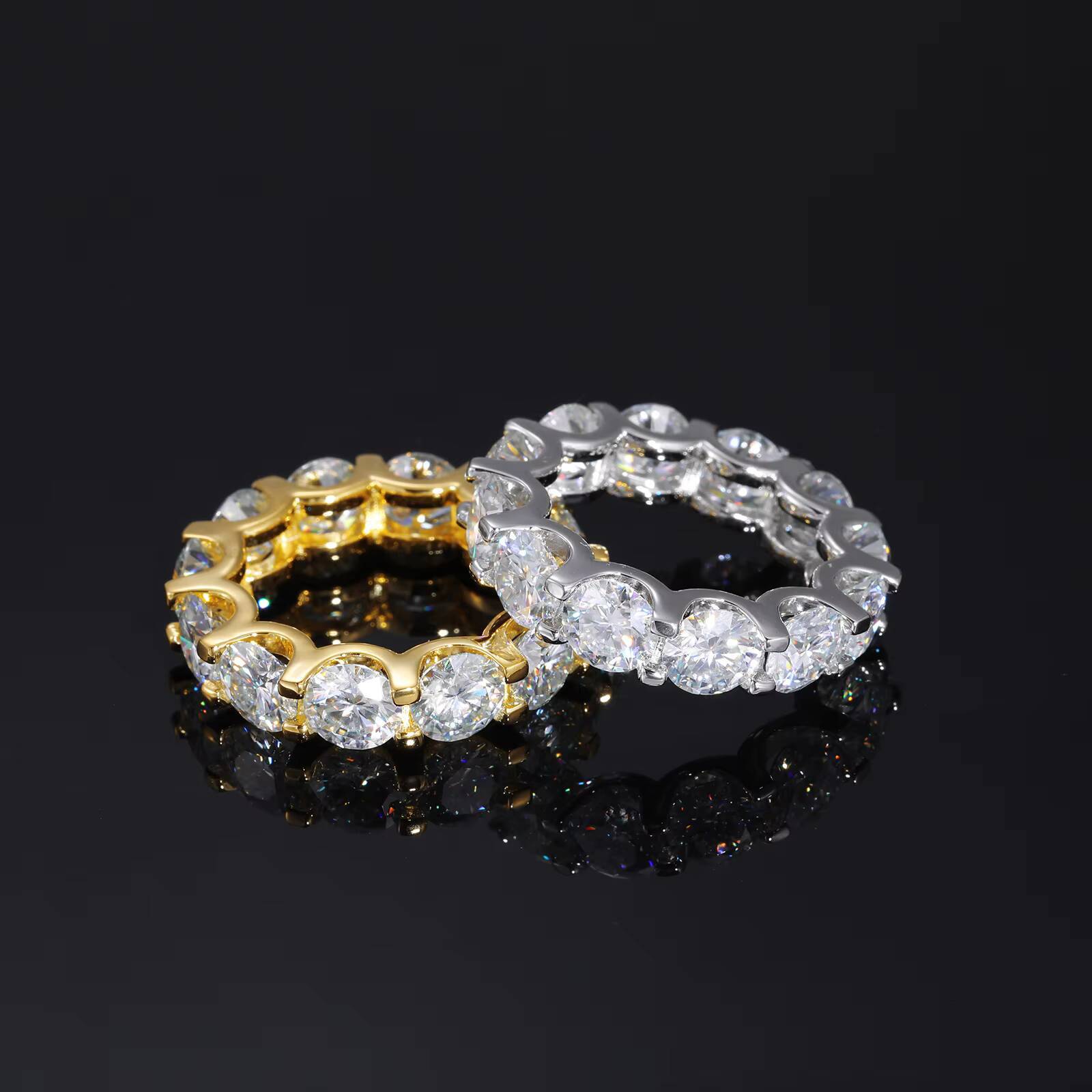Pass Diamond Tester 1 Row 65mm Moissanite Eternity Ring White Gold Plated 925 Sterling Silver VVS Fine Wedding Jewelry for Men