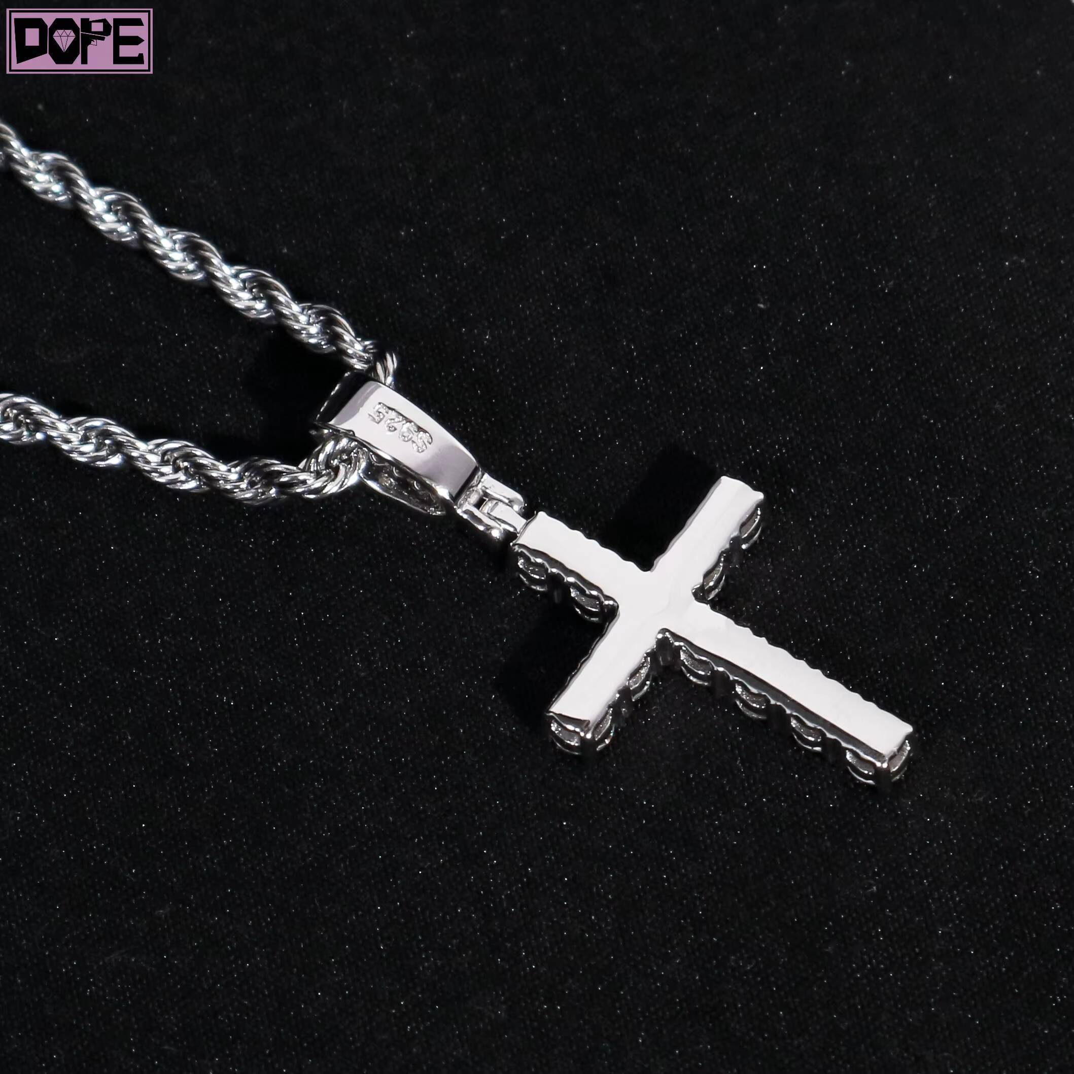 Diamond Jewelry Iced Out Cross Pendant Hip Hop VVS Lab Grown Diamond 925 Silver Small Custom Diamond Pendant