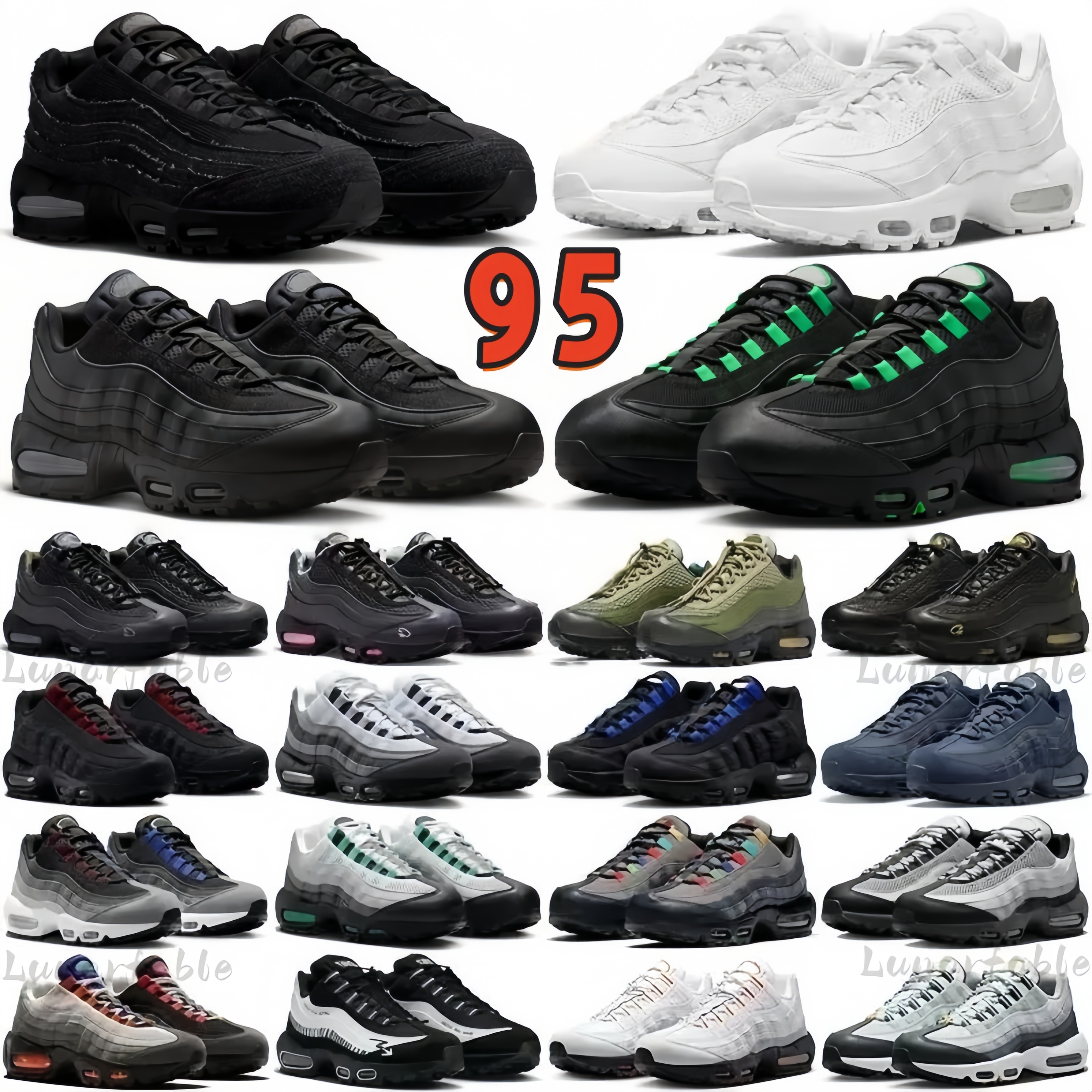 95 95s Designer Running Shoes Men Women Sneakers Black Neon Hyper Turquoise Blue White Pink Foam Mens Trainers Womens Outdoor Sports Sneaker fashion size36-45