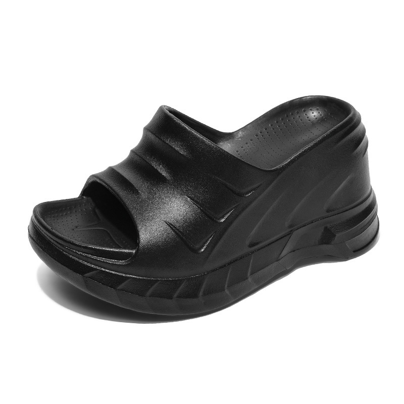 Women Chunky Platform Wedge Slide Sandals, Open Toe High Heel EVA Slip On Summer Anti-slip Casual Beach Slippers