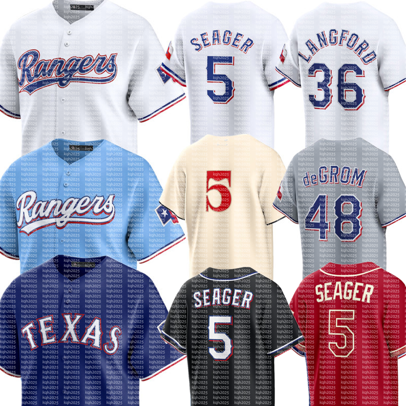 Ranger Baseball Jersey Corey Seager Jacob deGrom Danny Jansen Jake Burger Josh Smith Josh Jung Wyatt Langford Brandon Nimmo Joc Pederson Nolan Ryan Evan Carter
