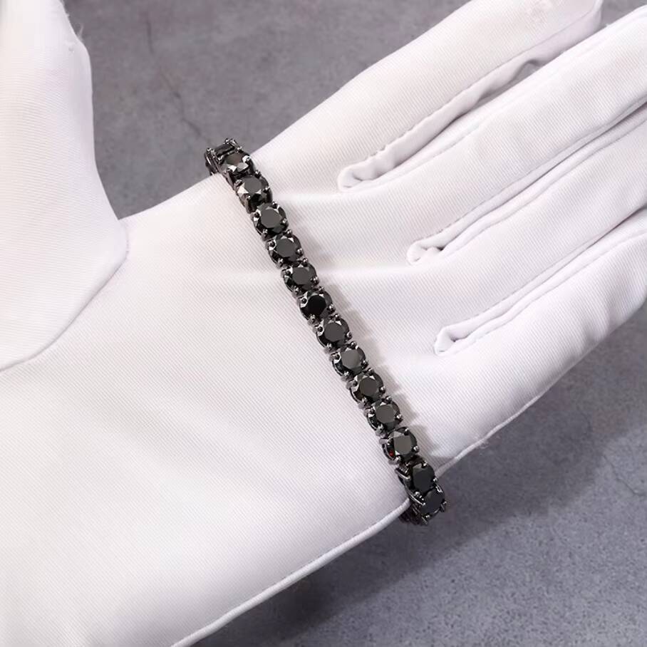 Hot Sale Mystic Black Diamond S925 Silver 2mm to 65mm Prong Setting Tennis Bracelet Tennis Chain Jewelry Bracelets