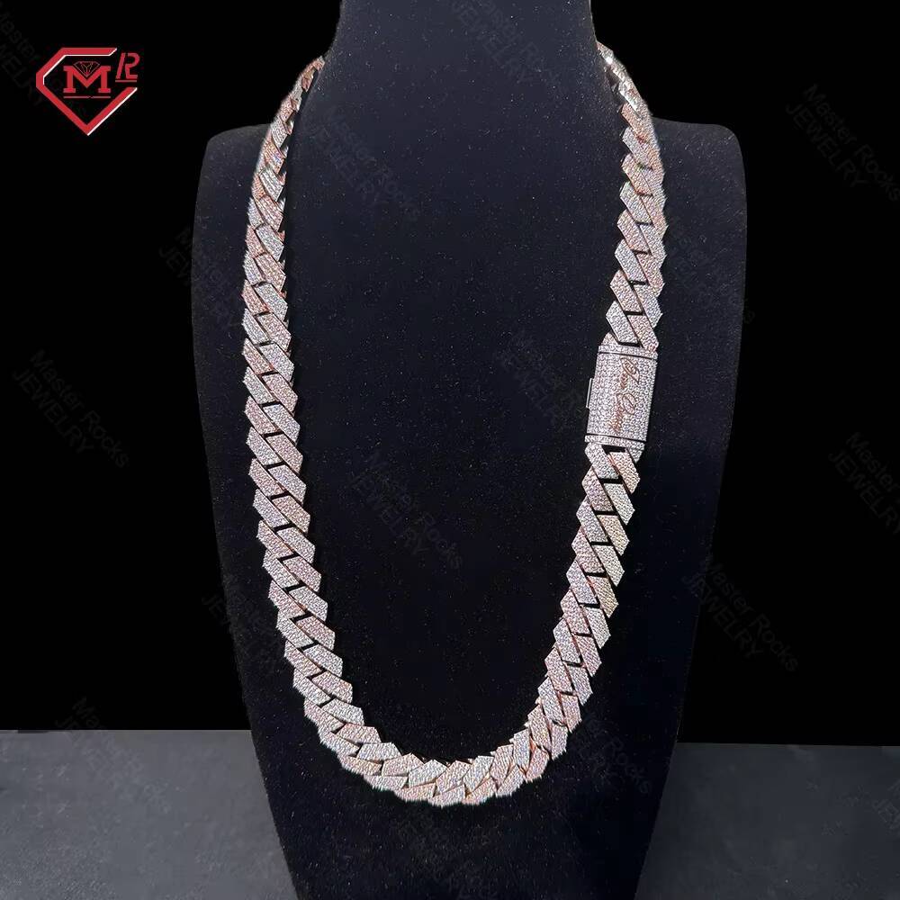 Hip Hop 15mm Cuban Link Chain 925 Sterling Silver Vvs Iced Out Custom Moissanite Cuban Chain