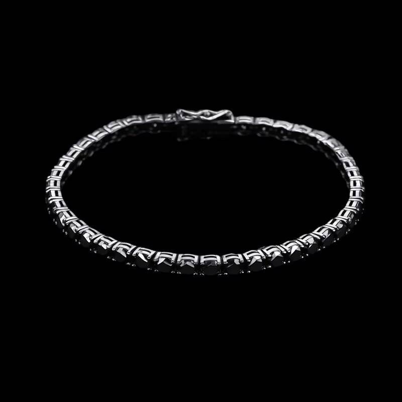 Cheapest Full Black Moissanite Tennis Chain Bracelet 925 Silver Bracelet Hiphop Men Black Moissanite Bracelet