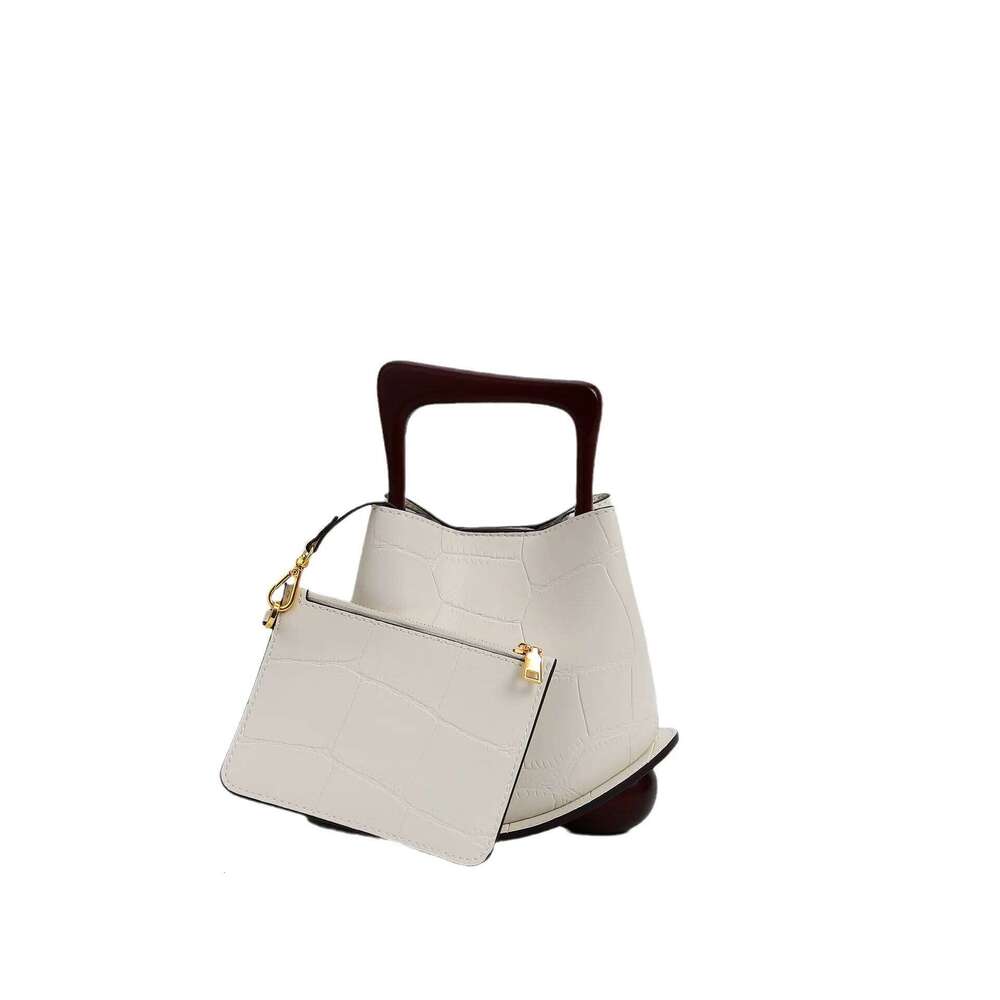 Cowhide Leather Women's Luxury Basket Bag Large Capacity Commute Bucket Bag Fashion Tote Shoulder Handbags High Quality Purses SENYY