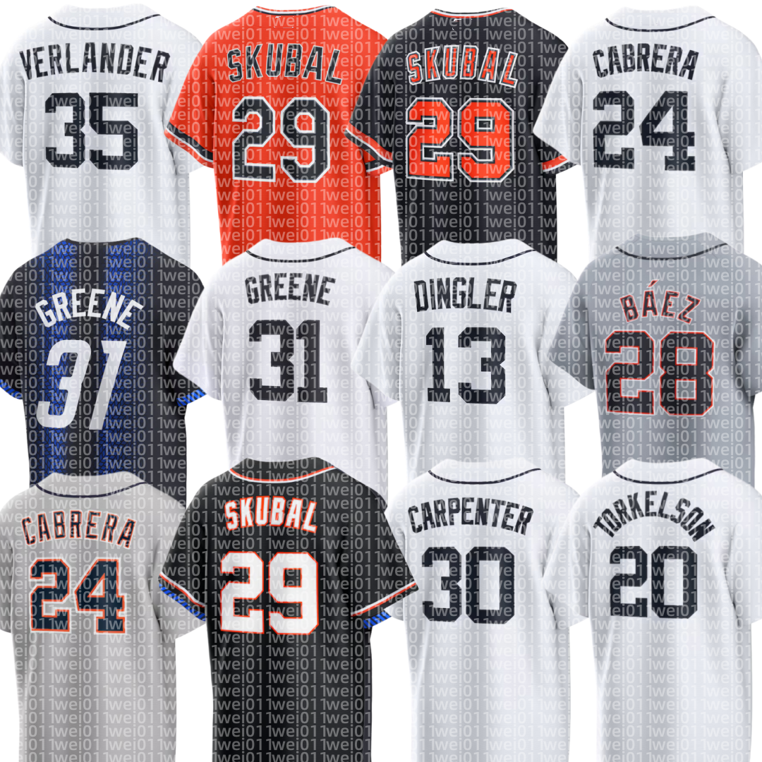 Tigers Baseball Jersey Miguel Cabrera Justin Verlander Kerry Carpenter Dillon Dingler Tarik Skubal Riley Greene Kevin McGonigle Spencer Torkelson Matt Vierling
