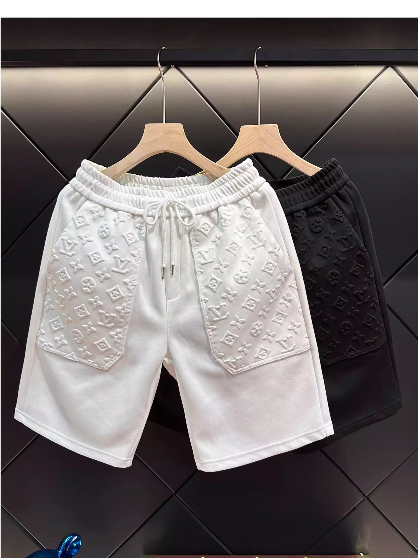 High-end trendy brand fashionable lettered jacquard five-pocket pants for men - summer new style casual sports shorts, straight-leg pants