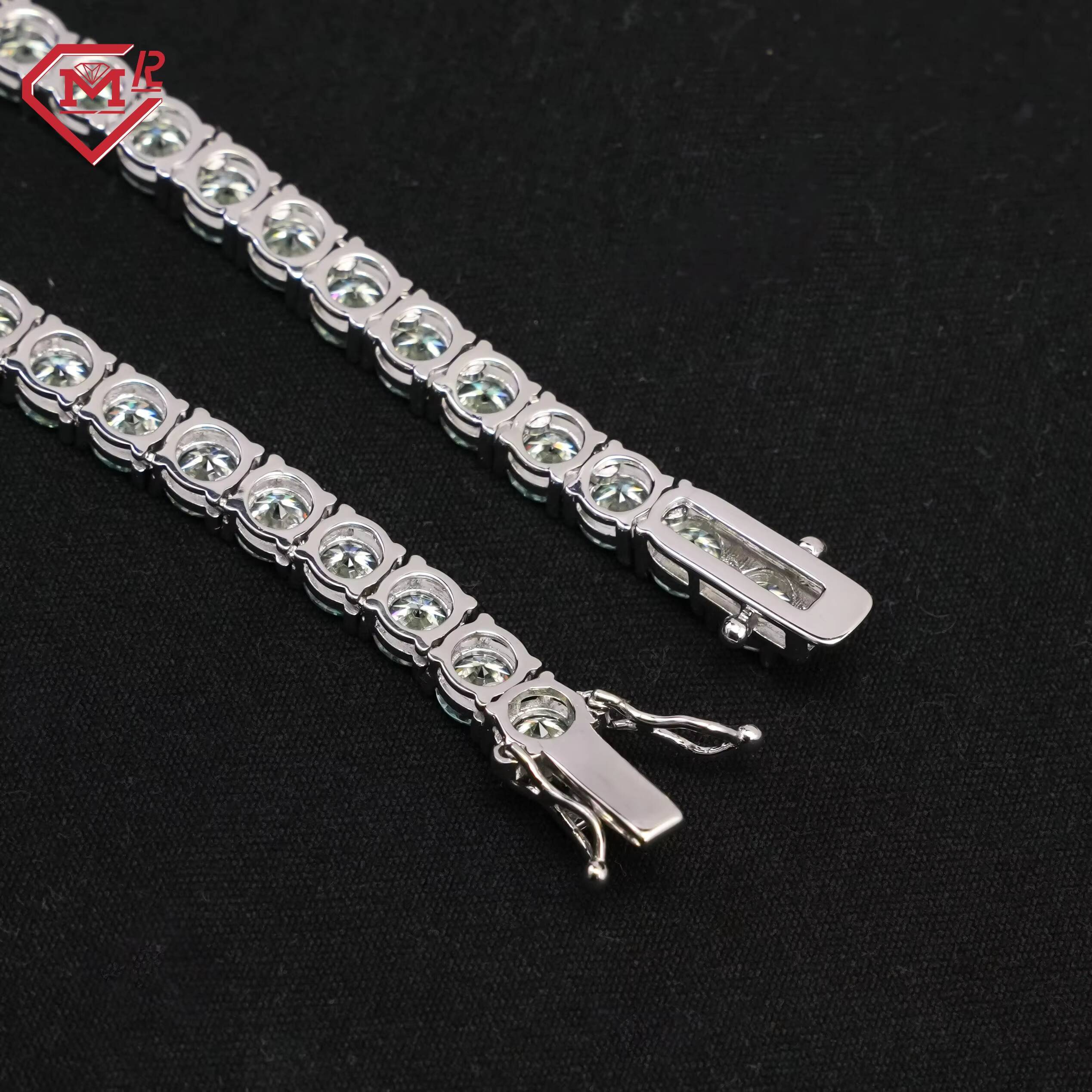4MM Tennis Chain Necklace Moissanite Hiphop Jewelry 925 Silver Luxury Moissanite Tennis Chain