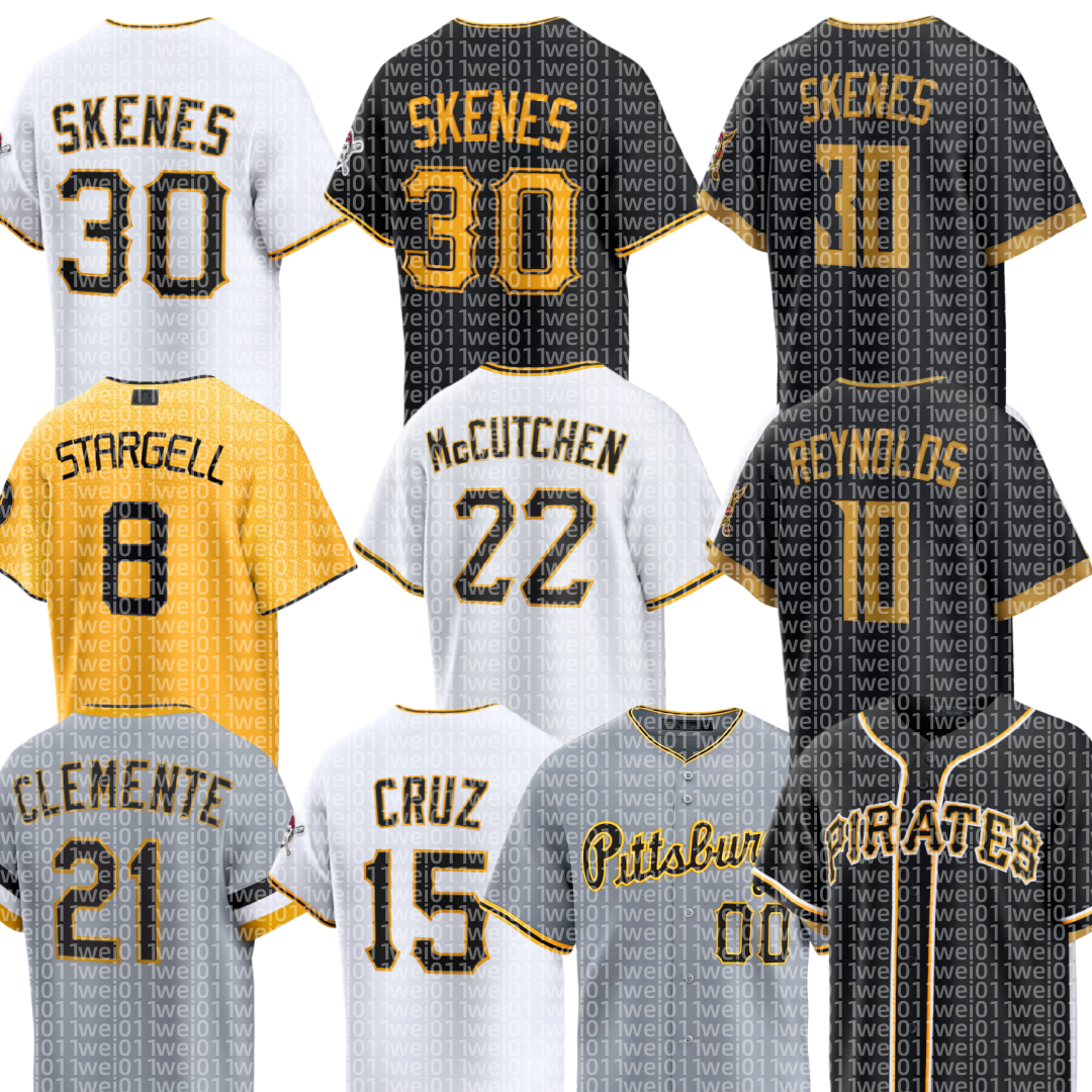 Pirates Baseball Jersey Paul Skenes Konnor Griffin Jared Jones Bryan Reynolds Oneil Cruz Joey Bart Spencer Horwitz Marcell Ozuna Ryan O'Hearn Roberto Clemente Men