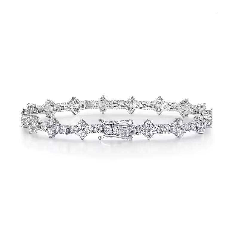 Hip Hop Moissanite 925 Silver Tennis Chain D Color Moissanite Cuban Bracelet 925 Silver Tarnish Free Cross Moissanite Chain
