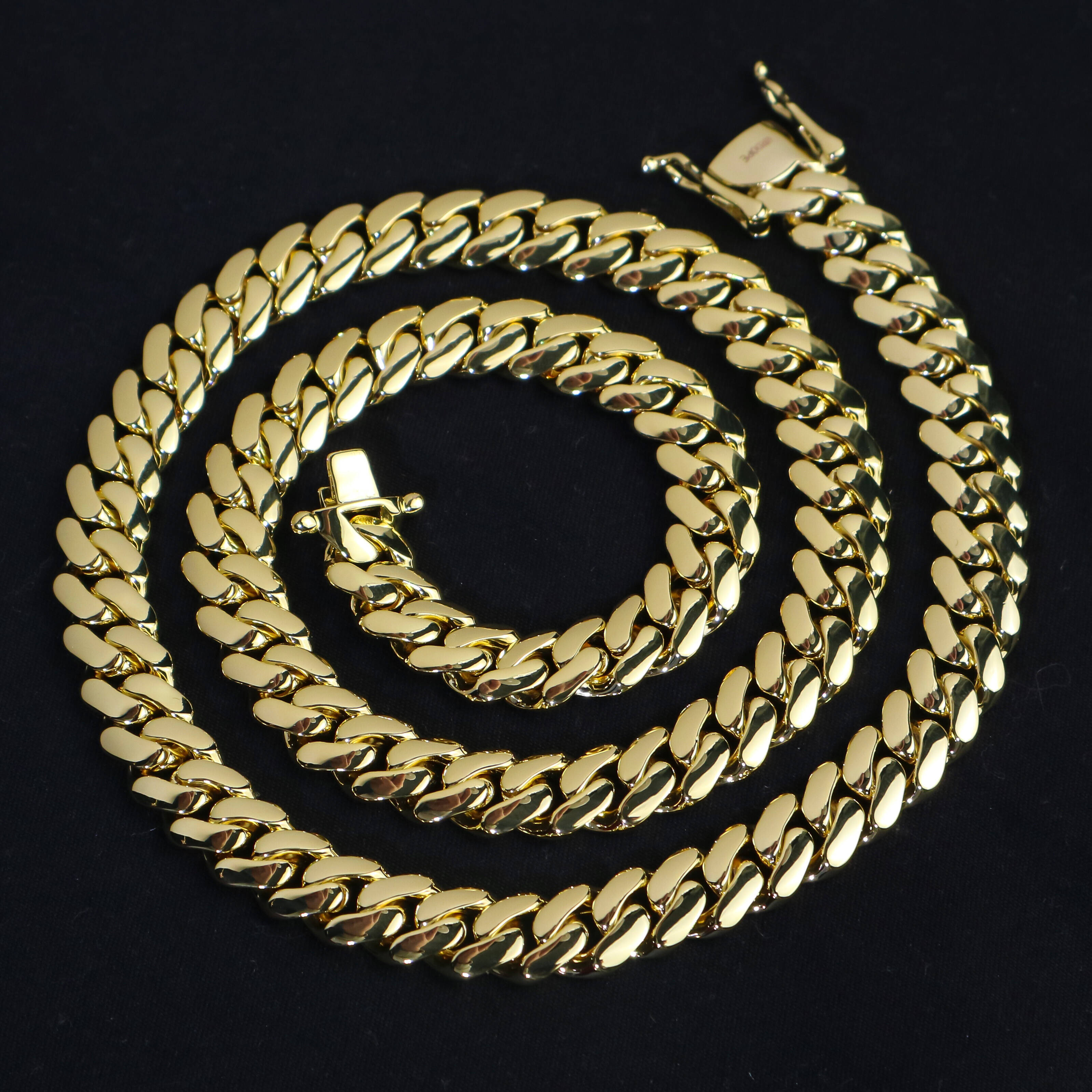 MRDOPE 12mm Cuban Link Chain Custom Clasp Plain Miami Hip Hop 925 Silver Gold Plated Cuban Chain