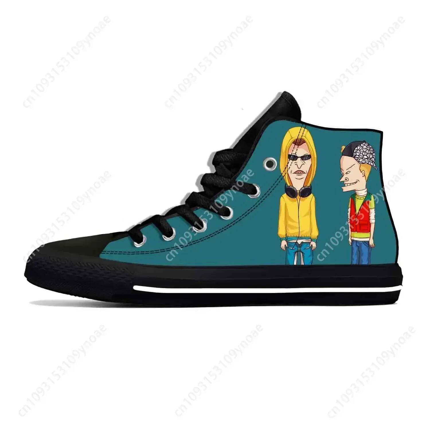 Butthead Rock Anime Cartoon Manga Comic Beavis Casual Cloth Shoes High Top Lightweight Breathable 3D Print Men Women Sneakers