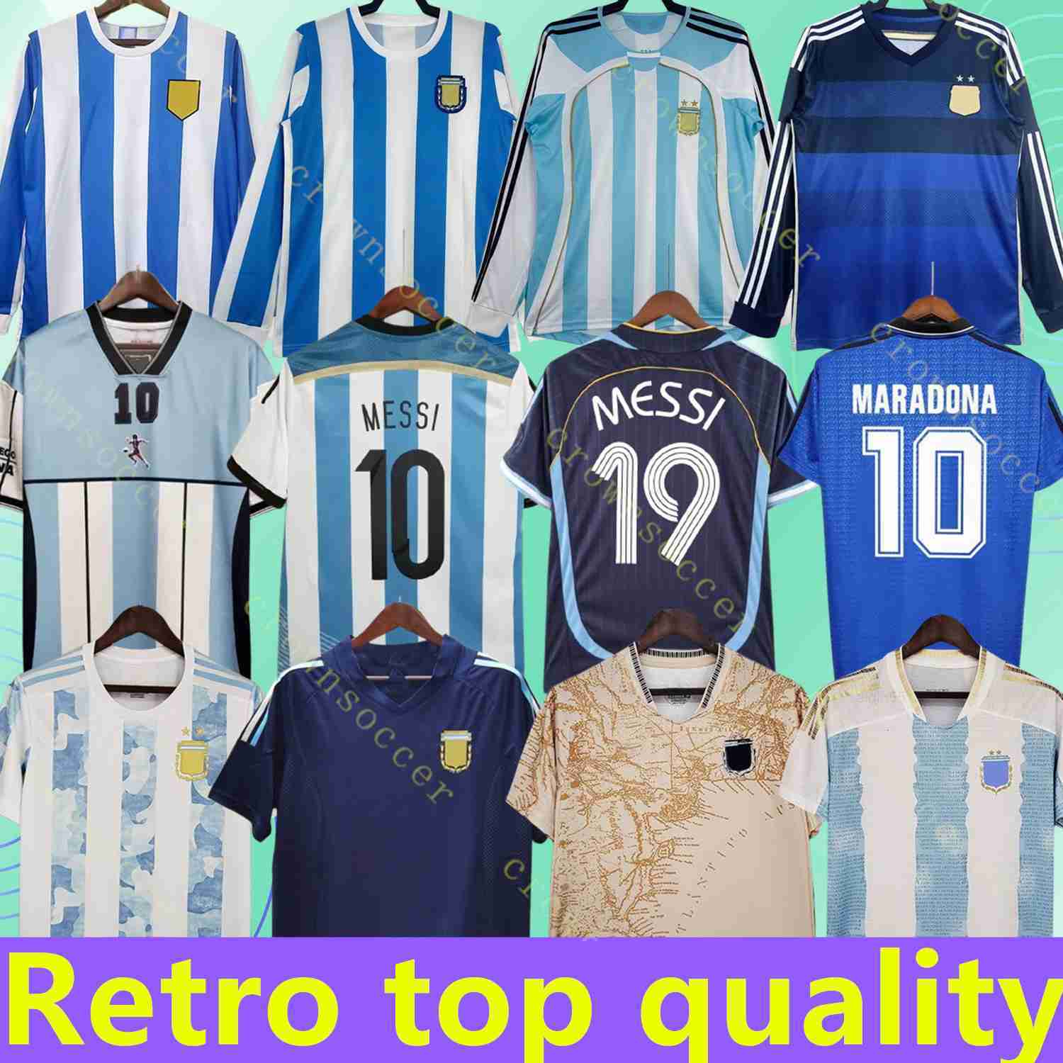 maradona soccer jersey 1986 1994 ArgentinaS retro 86 Vintage Classic 1978 MESSI DI MARIA Kempes Football Shirts Maillot Camisetas de Futbol 96 00 01 2