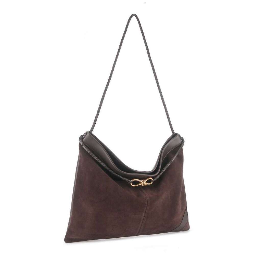 New Autumn Winter Bow-Knot Buckle Large Capacity Shoulder Bag Vintage Suede Splicing Casual Commuter Bag Luxury Daily Handbag For Women SENYY