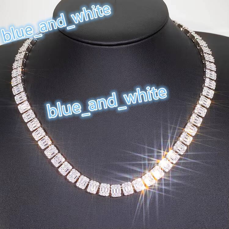 Fashion Design 925 Silver 8mm Wide GRA Baguettes Moissanite Diamond Iced Out Necklace Cuban Link Chain for Hiphop Rapper Life