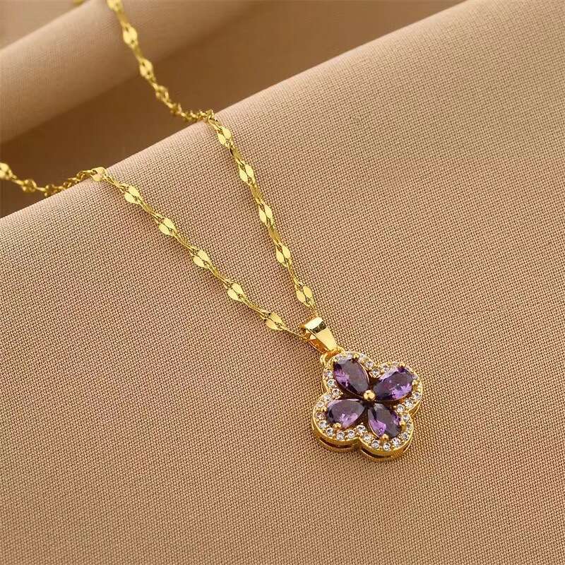 Necklace New Zircon Clover Pendant Necklace Versatile High End Design Popular Fashion Non Fading Clavicle Chain Accessories Luxury Jewelry Designer Ne - view 5