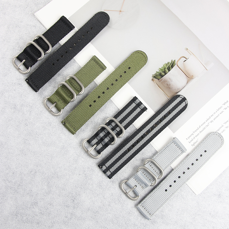 Quick Release Seatbelt Nylon Watch Band 18mm 20mm 22mm Premium Double Layer Fabric Strap for Samsung Galaxy Watch, Huawei Watch, Garmin & Traditional 