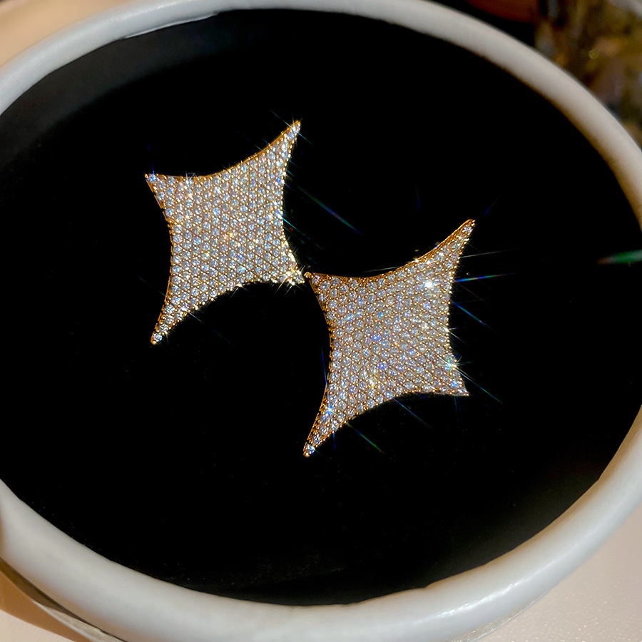18K real gold plated silver needle zircon star light luxury high-end earrings, cross-border hot-selling versatile women's earrings - view 6