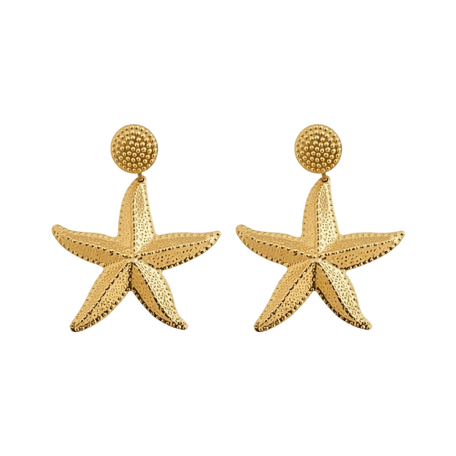 Silver needle metal pleated starfish European and American cross-border niche design earrings, unique trendy exaggerated earrings for women - view 9