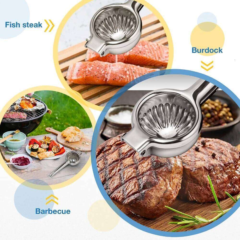 LMETJMA Manual 304 Stainless Steel Lemon Press Juicer Squeezer with Zester Orange Citrus Crusher KC0246