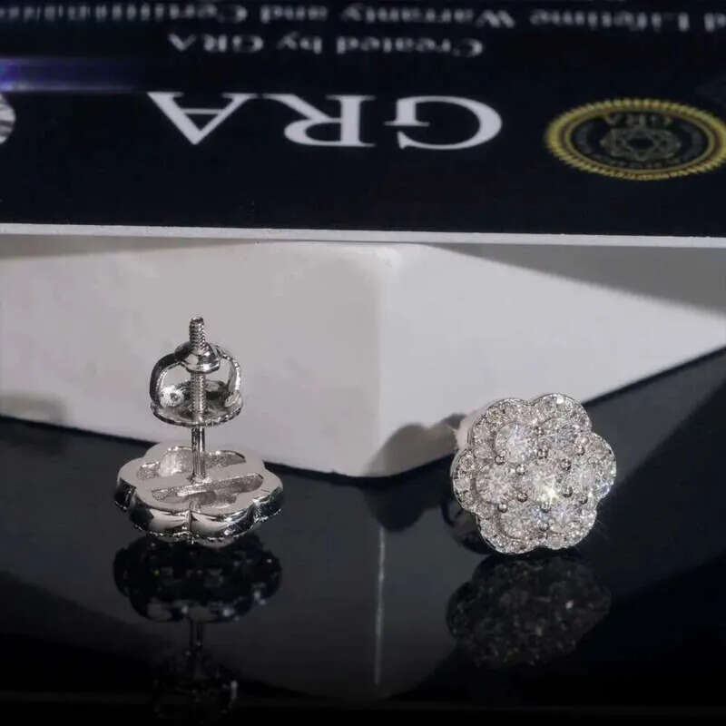 Elegant Dazzg Trendy wer 10MM Moissanite Dia Ear Studs For Men Women Hip Hop Jewelry Fine Earrings 10K Solid Gold