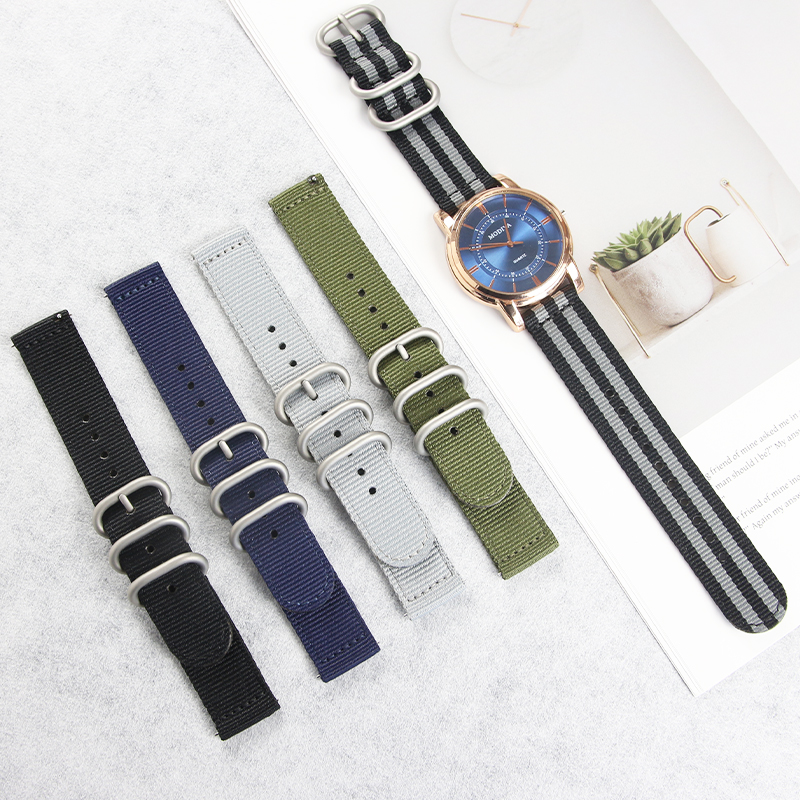 Quick Release Seatbelt Nylon Watch Band 18mm 20mm 22mm Premium Double Layer Fabric Strap for Samsung Galaxy Watch, Huawei Watch, Garmin & Traditional 