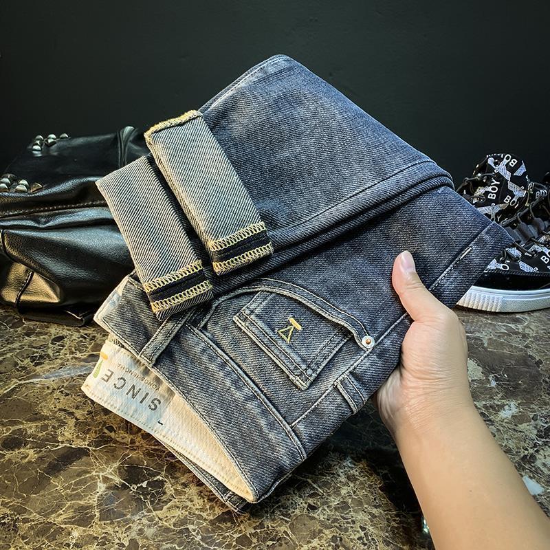 High Quality Retro Designer Jeans Luxury Men's New Summer Stretch Washed Loose And Versatile Brown Jeans Street Sports Pants Black Casual Busines