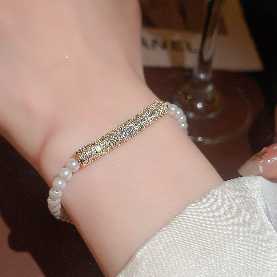 European American ins-style zircon bamboo pearl bracelet, casual, fashionable, simple and elegant, light luxury with a high-end feel - view 4