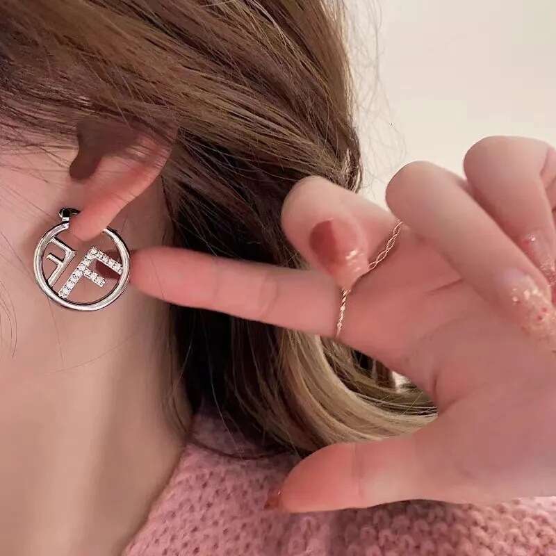 Earrings Letter F Ear Rings Light Luxury Niche Design Temperament Internet Celebrity Personality New Ear Buckles Earrings Men And Women Universal Ring