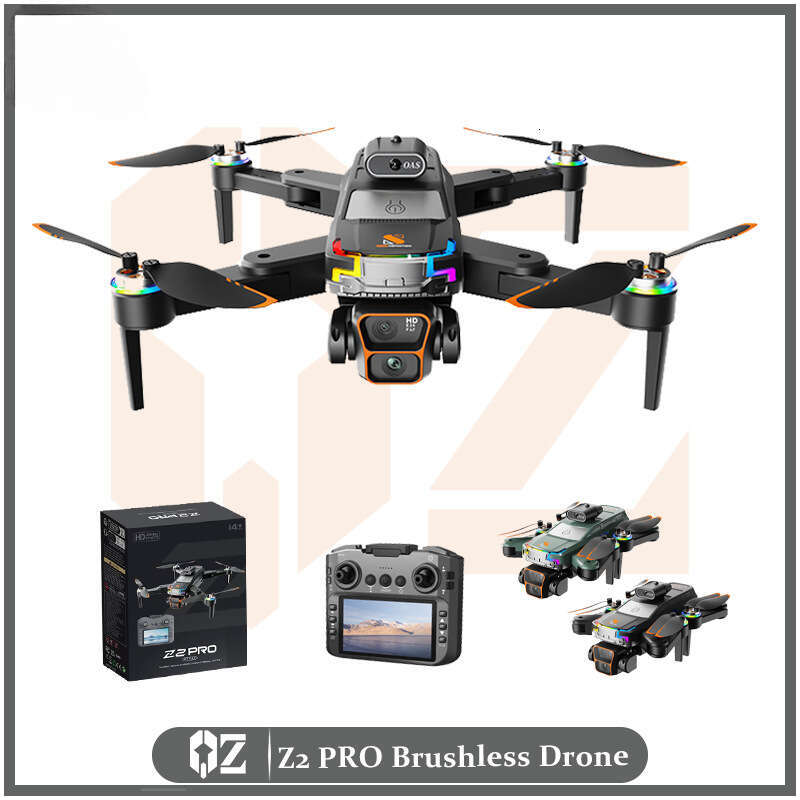 Z2 PRO RC Drone 4K HD Dual Camera Obstacle Avoidance Optical Flow Positioning Brushless Motor Long Battery Life Quadcopter with Screen Controller CKS