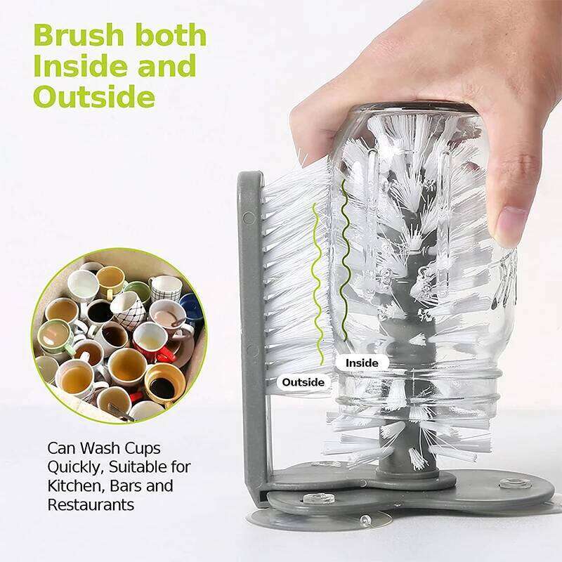 LMETJMA Water Bottle Washer with Suction Base Kitchen Sink Beer Glass Long Leg Cup Cleaning Brush JT113